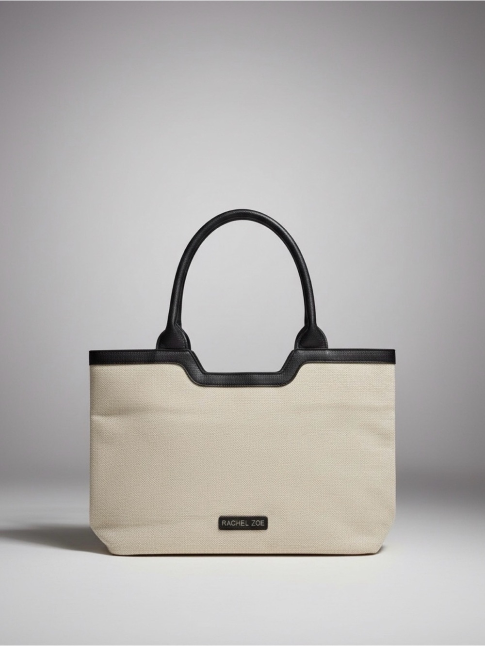Rachel Zoe Capri Tote Natural Canvas Vegan Leather Summer Beach Tote